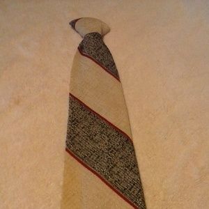 Men's Velducci Cream/Black/Burgundy Clip On Tie